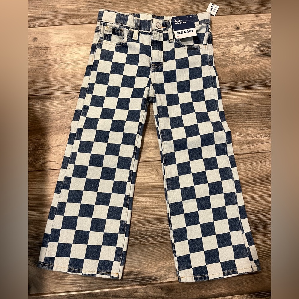 Old Navy Blue and White Checkered Baggy Pants
